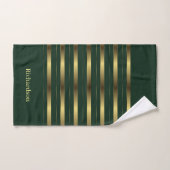 Schattige Goud en Smaragd Groene Strepen Naam Bad Handdoek (Handdoek)