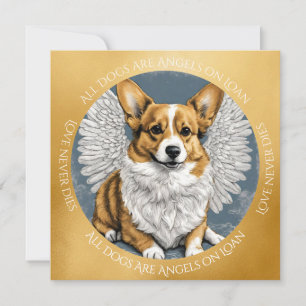 Schattige Goud Pembroke Corgi Angel Sympathie Bedankkaart