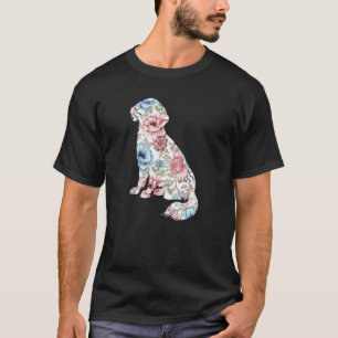 Schattige Goud Retriever Bloem Bloem Silhouet Hond T-shirt