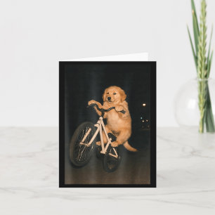 Schattige Goud Retriever Hond Op Fiets Dier Grappi Kaart