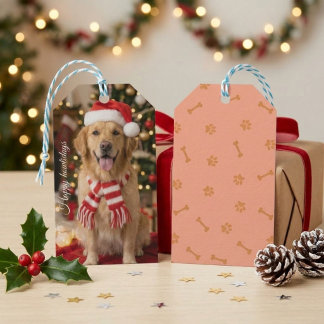 Schattige Goud Retriever Kerstman Hoed Vakantie Ho Cadeaulabel