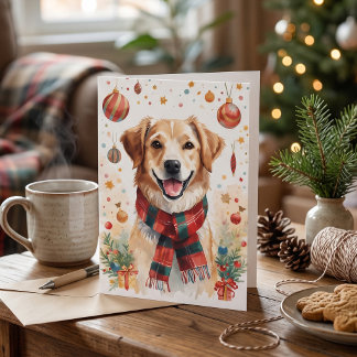 Schattige Goud Retriever Kerstmis Feestdagen Kaart