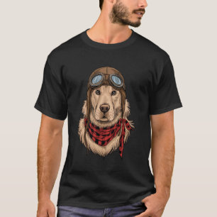Schattige Goud Retriever Vliegtuig Hond Aviator Pi T-shirt