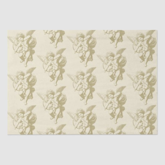 Schattige  Gouden Beige Cupid Angel Tissuepapier (Voorkant)