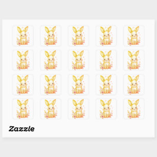 Schattige Gouden Gele Konijn Baby Pastel Shower Fe Vierkante Sticker