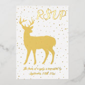Schattige Gouden Herten & Gouden Confetti RSVP Ech Folie Uitnodiging (Voorkant)