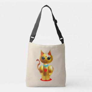 Schattige gouden kat crossbody tas