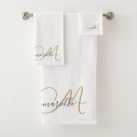 Schattige Gouden Monogram Script Naam Elegant Wit
