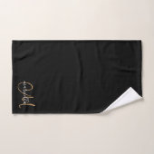 Schattige gouden monogram scriptnaam zwart bad handdoek (Handdoek)