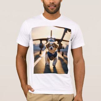 Schattige Gouden Puppy Wandelt over Weg Kunst T-shirt
