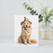 Schattige Gouden Retriever Heks Feestdagenkaart (Staand voorkant)