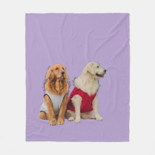 Schattige Gouden Retriever Honden Lavendel Paars G Fleece Deken