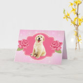 Schattige Gouden Retriever Puppy Moederdag Kaart (Gele Bloem)