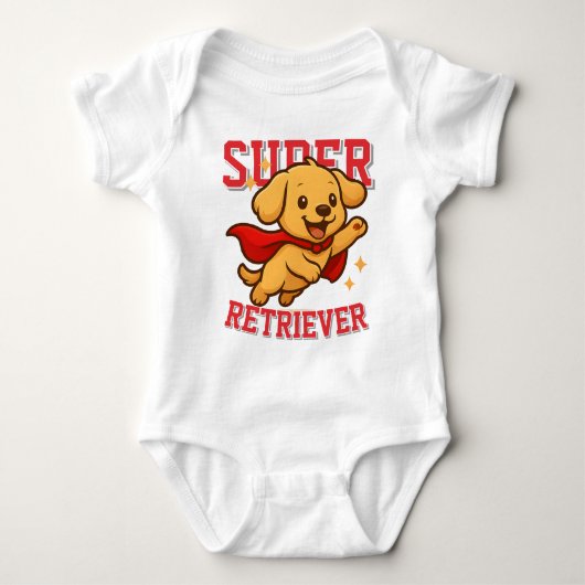Schattige Gouden Retriever Superheld Unisex Man Vr Romper (Voorkant)