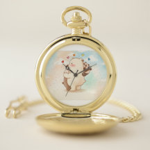 Schattige gouden zakhorloge met lieve beren