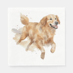 Schattige Goudkleurige Retriever Watercolor Puppy Servet