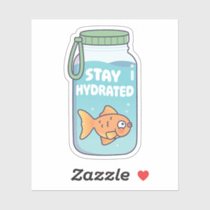 Schattige Goudvis In Waterfles Blijf Gehydrateerd Sticker
