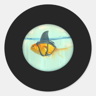 Schattige Goudvis Met Een Haaienflosse Mode Ronde Sticker