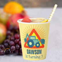 Schattige graafmachine gele jongens verjaardag 3 j