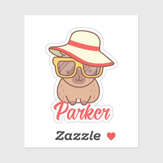 Schattige Grappig Capybara Modern Monogram Sticker (Vel)