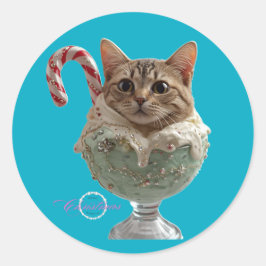 Schattige & Grappig Cat Ice Cream Holiday Sticker
