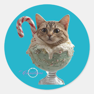Schattige & Grappig Cat Ice Cream Holiday Sticker
