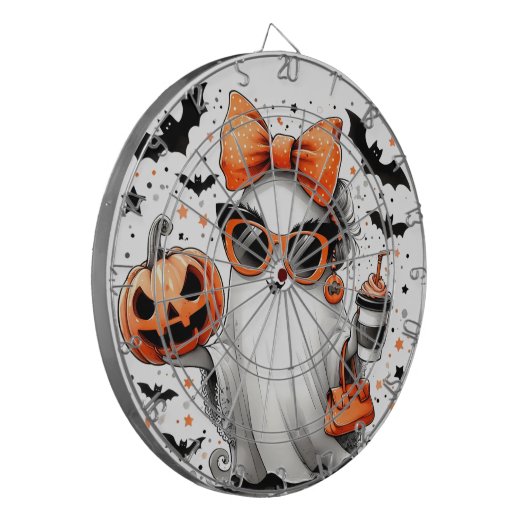 Schattige grappig Halloween spook Dartbord (Voorkant Links)
