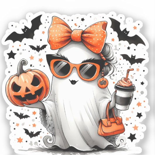 Schattige grappig Halloween spook Sticker (Voorkant)