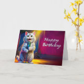 Schattige Grappig Happy Birthday Kitten Cat Kaart (Gele Bloem)