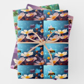 Schattige grappig klein kleurrijk bijengeschenk inpakpapier vel (In situ)