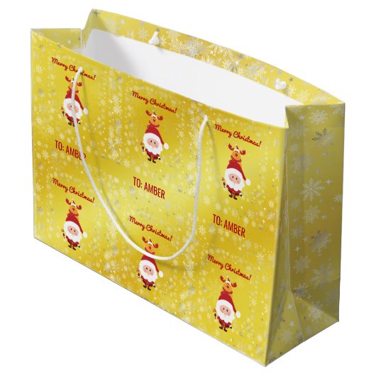 Schattige Grappig Modern Rudolph Santa Gepersonali Groot Cadeauzakje (Achterkant Gekanteld)