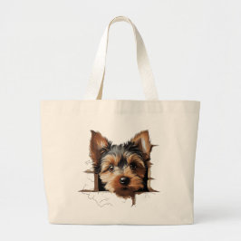 Schattige grappig puppy gezicht grote tote bag