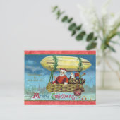 Schattige Grappig Santa Speelgoed Blimp Christmas Briefkaart (Staand voorkant)