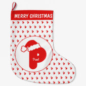 Schattige Grappig Sinterklaas Pet Patroon Monogram Grote Kerstsok (Voorkant)