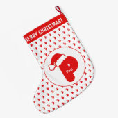 Schattige Grappig Sinterklaas Pet Patroon Monogram Grote Kerstsok (Achterkant (Hangend))