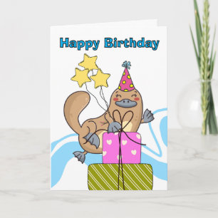 Schattige Grappig Verjaardag Platypus Party Kaart