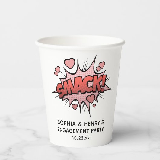 Schattige Grappig Verlovingsfeest Retro Bruiloft Papieren Bekers (Achterkant)