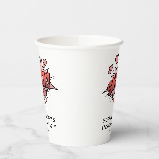 Schattige Grappig Verlovingsfeest Retro Bruiloft Papieren Bekers (Links)