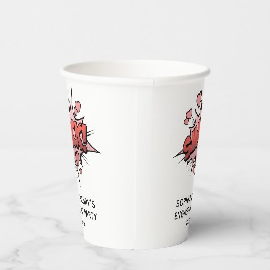 Schattige Grappig Verlovingsfeest Retro Bruiloft Papieren Bekers (Rechts)