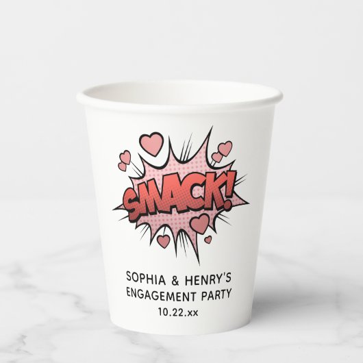 Schattige Grappig Verlovingsfeest Retro Bruiloft Papieren Bekers (Voorkant)