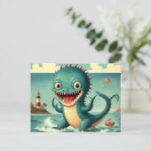 Schattige grappig Zee monster Briefkaart (Staand voorkant)