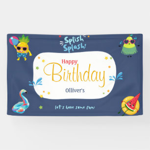 Schattige Grappig Zomer Fruit Verjaardag Party Sig Spandoek