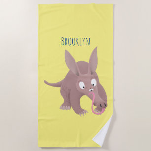 Schattige grappige aardvark cartoon strandlaken
