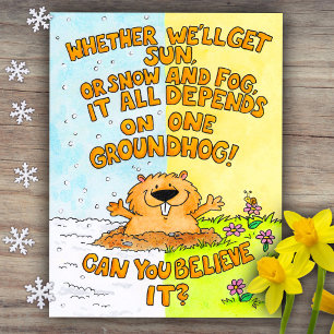 Schattige & grappige cartoon Groundhog Day  Briefkaart