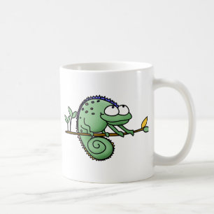 Schattige Grappige Cartoon Kameleon Groene Hagedis Koffiemok