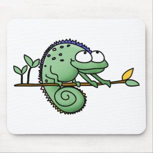 Schattige Grappige Cartoon Kameleon Groene Hagedis Muismat