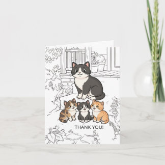 Schattige Grappige Cartoonkatten Kleuren Bedankkaart