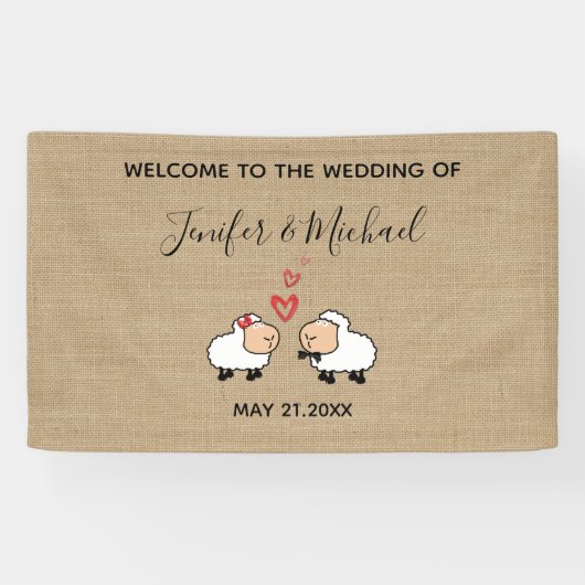 Schattige grappige cartoons schaap uit liefde begr spandoek (Horizontaal)