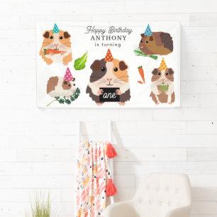Schattige Grappige Cavia Huisdier Kinderen Verjaar Spandoek
