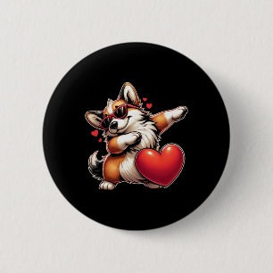 Schattige Grappige Coole Corgi Hond Dabbing Hart V Ronde Button 5,7 Cm